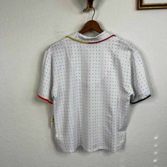 ROOM SERVICE PJS Pajamas Rainbow Shirt Pajama Top Jacket - Picture 6 of 7